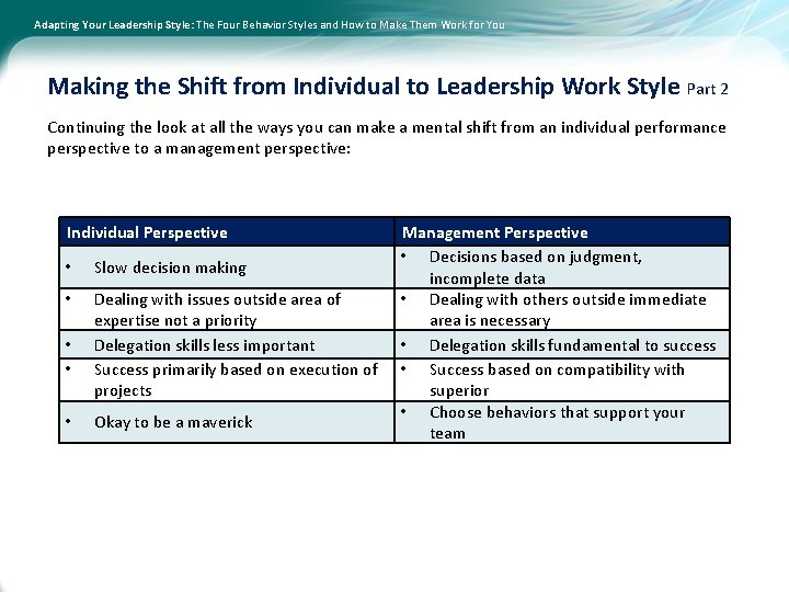 Adapting Your Leadership Style: The Four Behavior Styles and How to Make Them Work