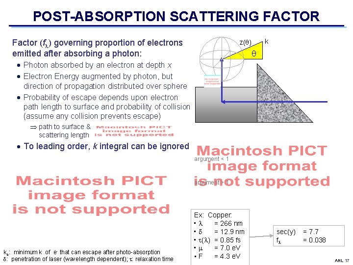 POST-ABSORPTION SCATTERING FACTOR Factor (f ) governing proportion of electrons emitted after absorbing a