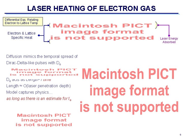 LASER HEATING OF ELECTRON GAS Differential Eqs. Relating Electron to Lattice Temp Electron &