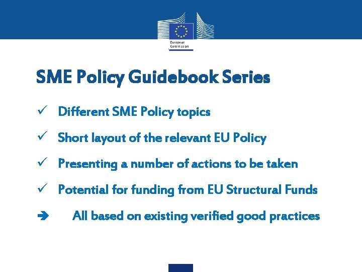 SME Policy Guidebook Series ü Different SME Policy topics ü Short layout of the