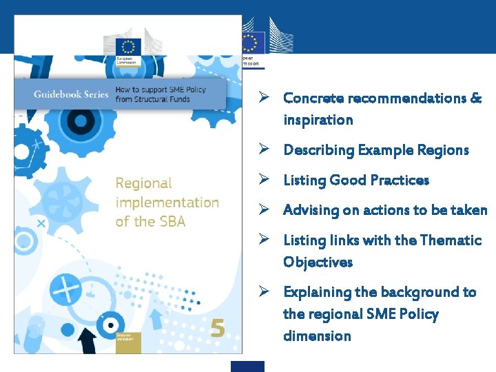 Ø Concrete recommendations & inspiration Ø Describing Example Regions Ø Listing Good Practices Ø