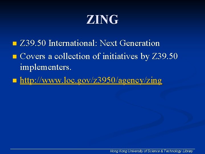 ZING Z 39. 50 International: Next Generation n Covers a collection of initiatives by ZING Z 39. 50 International: Next Generation n Covers a collection of initiatives by
