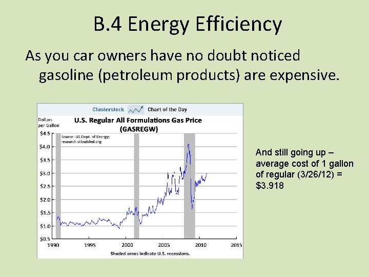 B. 4 Energy Efficiency As you car owners have no doubt noticed gasoline (petroleum