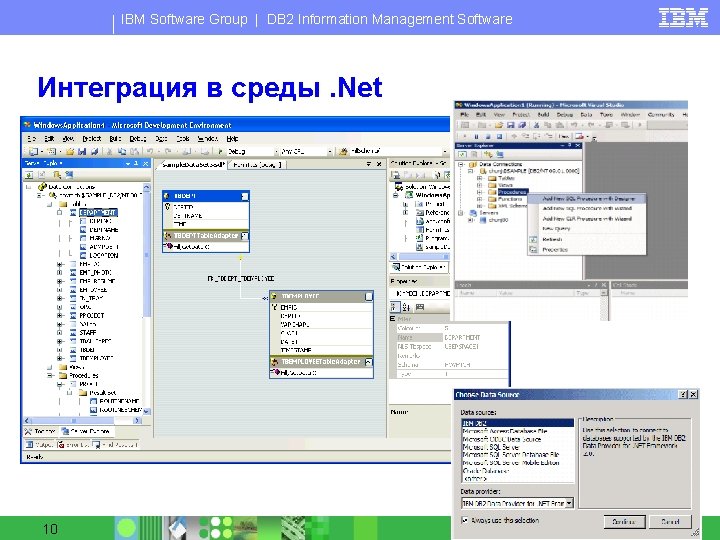 IBM Software Group | DB 2 Information Management Software Интеграция в среды. Net 10