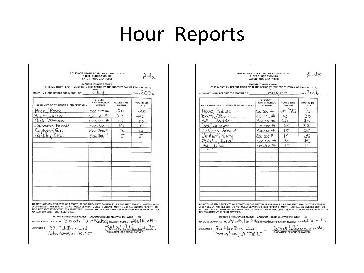 Hour Reports 