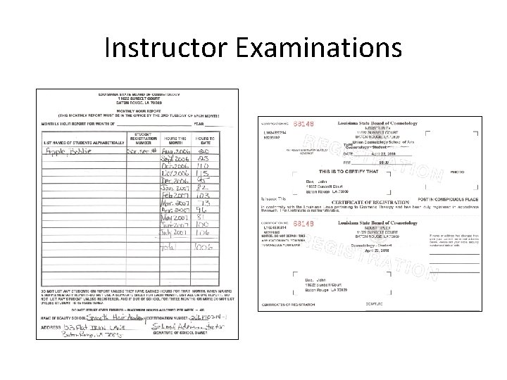 Instructor Examinations 