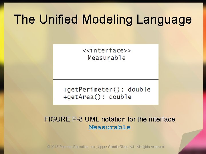 The Unified Modeling Language FIGURE P-8 UML notation for the interface Measurable © 2015