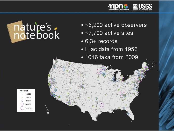  • • • ~6, 200 active observers ~7, 700 active sites 6. 3+