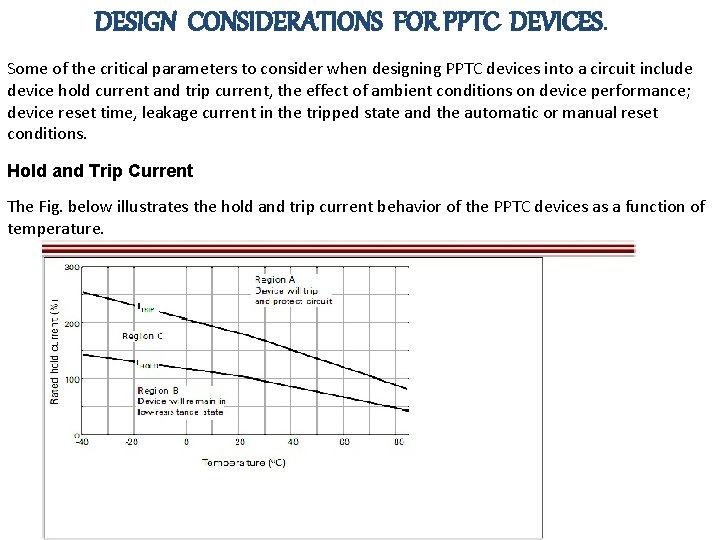 DESIGN CONSIDERATIONS FOR PPTC DEVICES. Some of the critical parameters to consider when designing