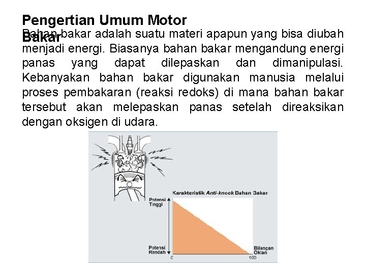 Pengertian Umum Motor Bahan bakar adalah suatu materi apapun yang bisa diubah Bakar menjadi