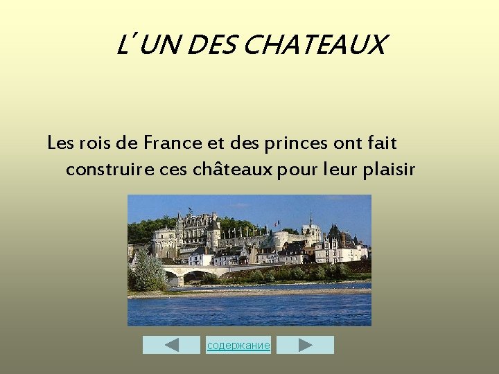 L΄UN DES CHATEAUX Les rois de France et des princes ont fait construire ces