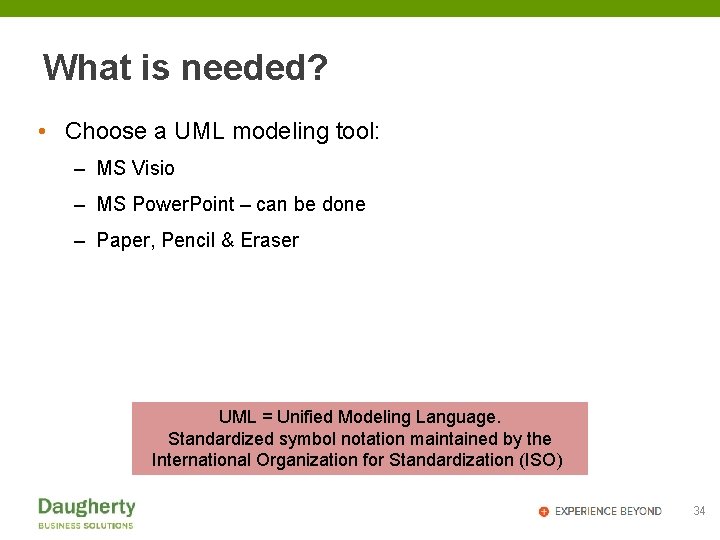 What is needed? • Choose a UML modeling tool: – MS Visio – MS