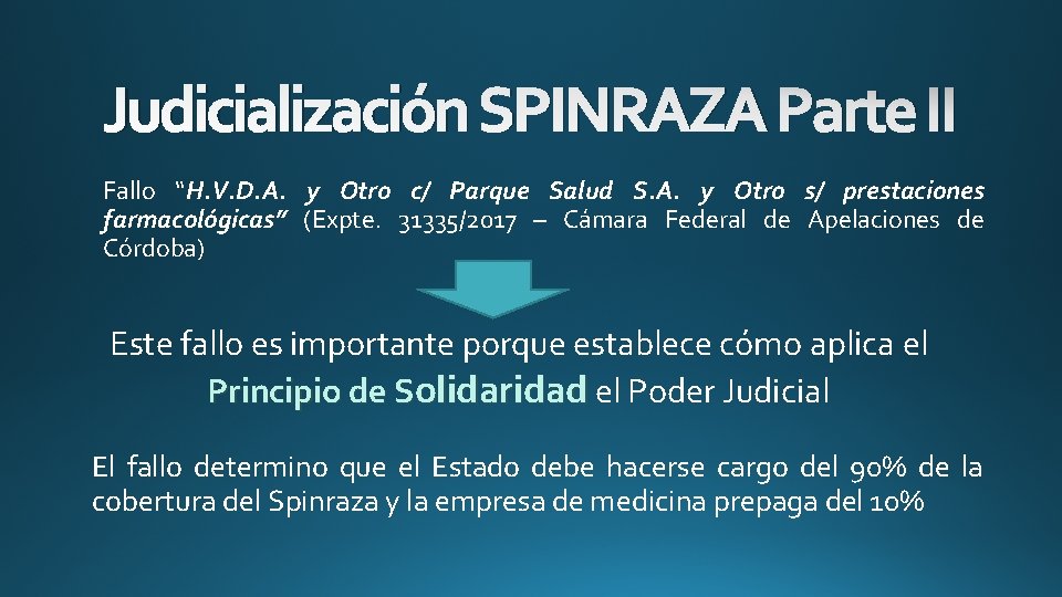 Judicialización SPINRAZA Parte II Fallo “H. V. D. A. y Otro c/ Parque Salud