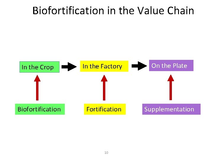 Biofortification in the Value Chain In the Crop In the Factory On the Plate