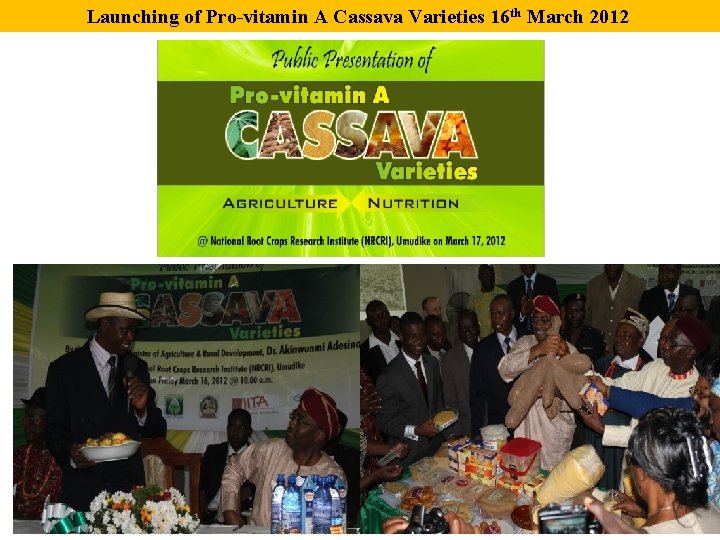 Launching of Pro-vitamin A Cassava Varieties 16 th March 2012 