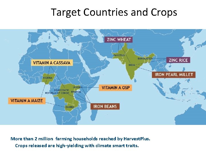 Target Countries and Crops More than 2 million farming households reached by Harvest. Plus.