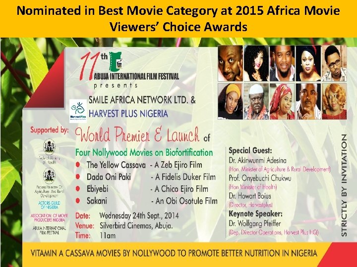 Nominated in Best Movie Category at 2015 Africa Movie Viewers’ Choice Awards 