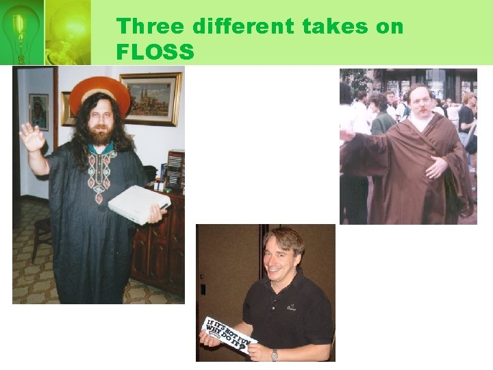 Three different takes on FLOSS 