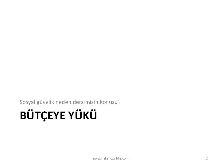 Sosyal güvelik neden dersimizin konusu? BÜTÇEYE YÜKÜ www. hakanozyildiz. com 2 