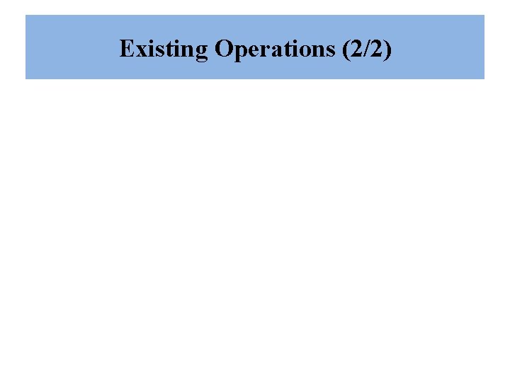 Existing Operations (2/2) 