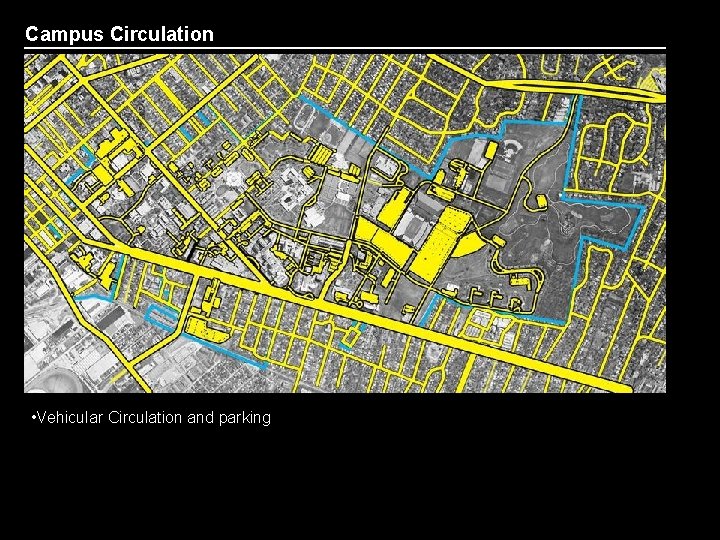 Campus Circulation • Vehicular Circulation and parking • Pedestrian Circulation • Areas of Possible