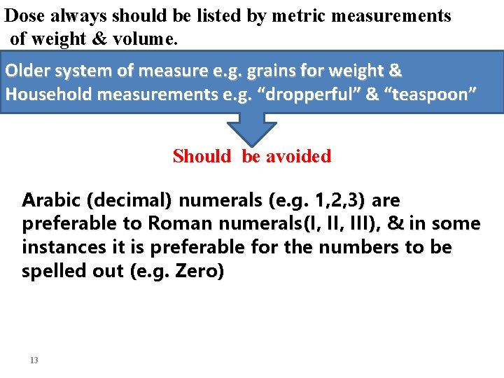 Dose always should be listed by metric measurements of weight & volume. Older system