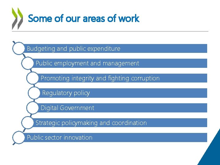 Some of our areas of work Budgeting and public expenditure Public employment and management