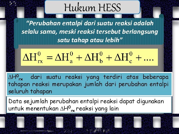 Hukum HESS “Perubahan entalpi dari suatu reaksi adalah selalu sama, meski reaksi tersebut berlangsung