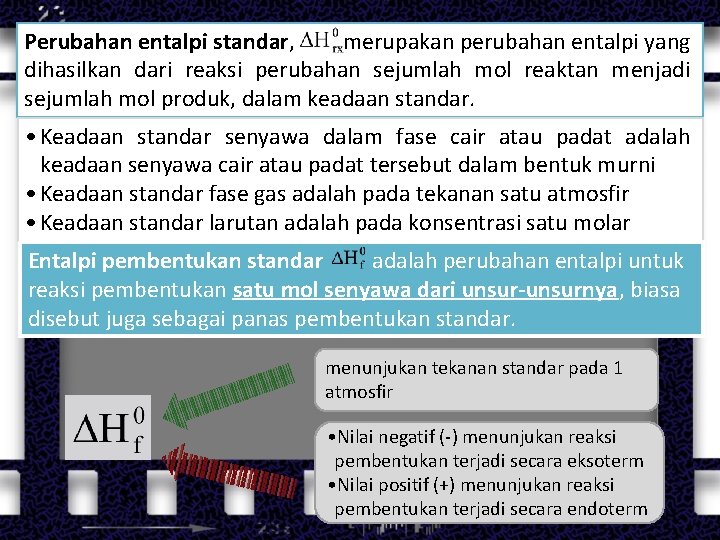 Perubahan entalpi standar, merupakan perubahan entalpi yang dihasilkan dari reaksi perubahan sejumlah mol reaktan