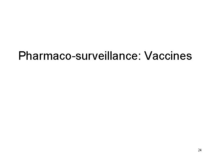 Pharmaco-surveillance: Vaccines 24 