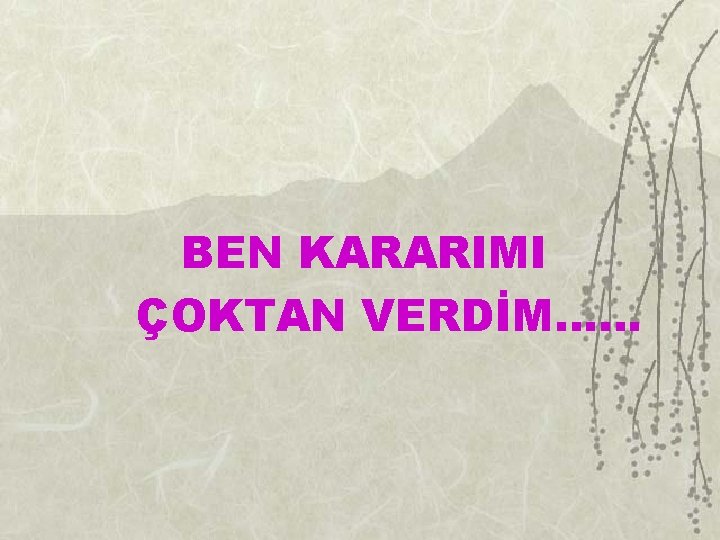 BEN KARARIMI ÇOKTAN VERDİM. . . 