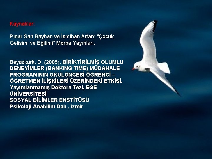 Kaynaklar: Pınar San Bayhan ve İsmihan Artan: “Çocuk Gelişimi ve Eğitimi” Morpa Yayınları. Beyazkürk.