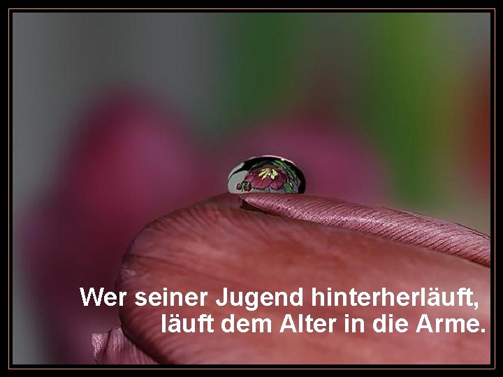 Wer seiner Jugend hinterherläuft, läuft dem Alter in die Arme. 