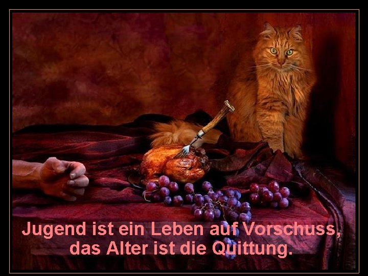 Jugend ist ein Leben auf Vorschuss, das Alter ist die Quittung. 