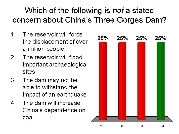 Which of the following is not a stated concern about China’s Three Gorges Dam?