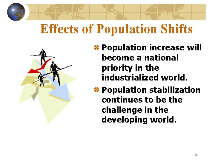 Effects of Population Shifts Population increase will become a national priority in the industrialized