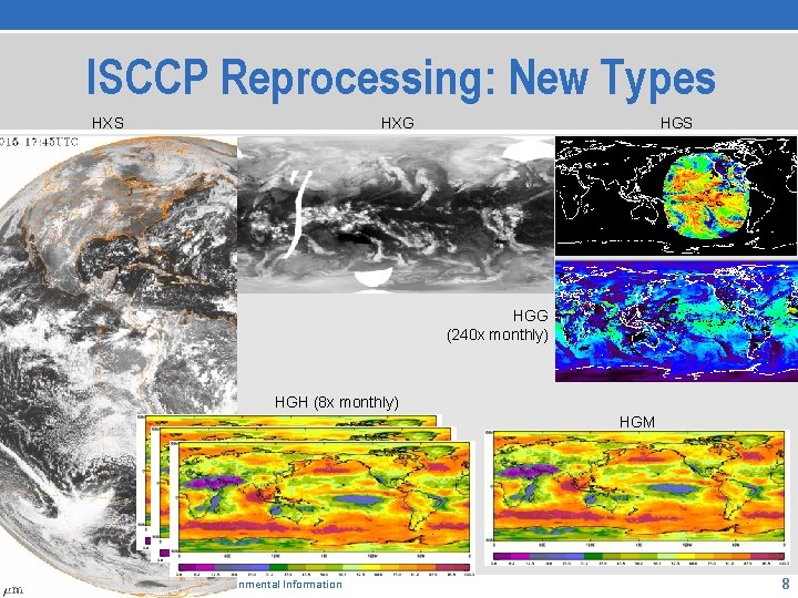 ISCCP Reprocessing: New Types HXS HXG HGS HGG (240 x monthly) HGH (8 x