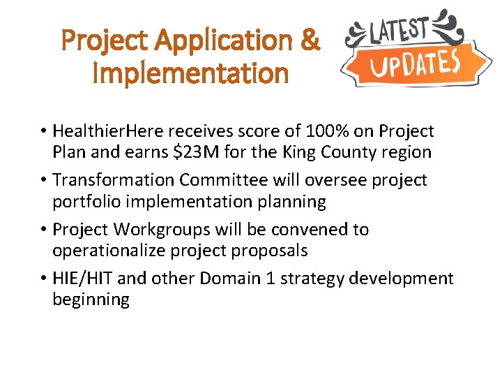 Project Application & Implementation • Healthier. Here receives score of 100% on Project Plan