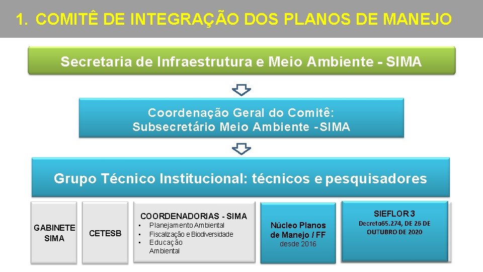 1. COMITÊ DE INTEGRAÇÃO DOS PLANOS DE MANEJO Secretaria de Infraestrutura e Meio Ambiente