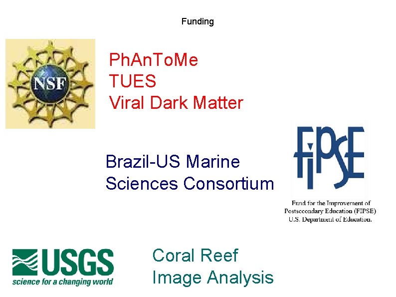 Funding Ph. An. To. Me TUES Viral Dark Matter Brazil-US Marine Sciences Consortium Coral