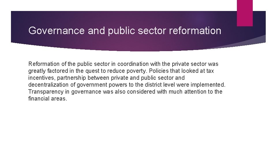 Governance and public sector reformation Reformation of the public sector in coordination with the