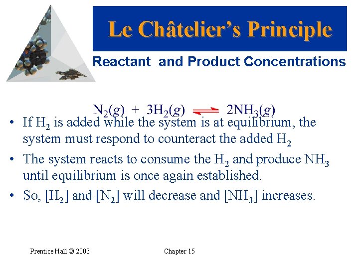 Le Châtelier’s Principle Reactant and Product Concentrations • If H 2 is added while