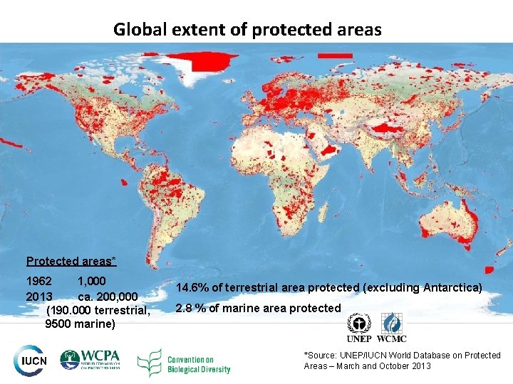Global extent of protected areas Protected areas* 1962 1, 000 2013 ca. 200, 000 Global extent of protected areas Protected areas* 1962 1, 000 2013 ca. 200, 000