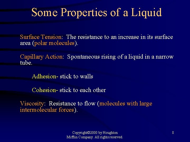 Some Properties of a Liquid Surface Tension: The resistance to an increase in its