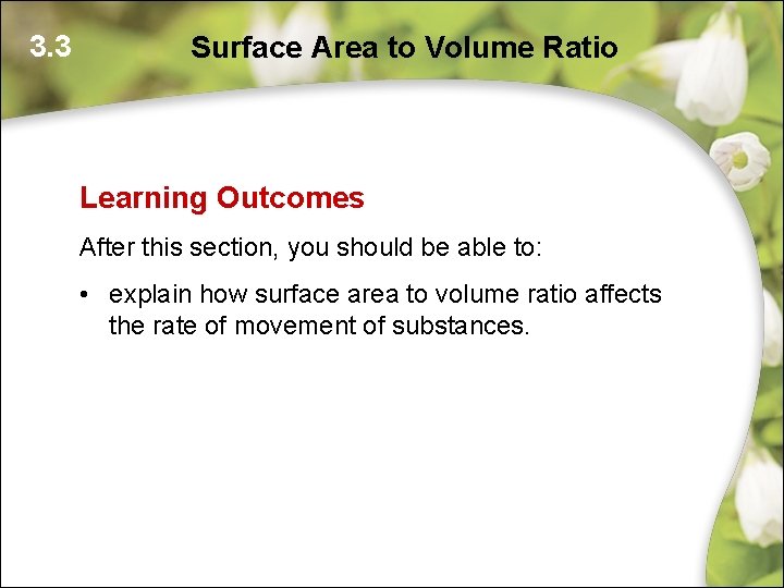 3. 3 Surface Area to Volume Ratio Learning Outcomes After this section, you should 3. 3 Surface Area to Volume Ratio Learning Outcomes After this section, you should
