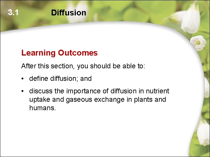3. 1 Diffusion Learning Outcomes After this section, you should be able to: • 3. 1 Diffusion Learning Outcomes After this section, you should be able to: •