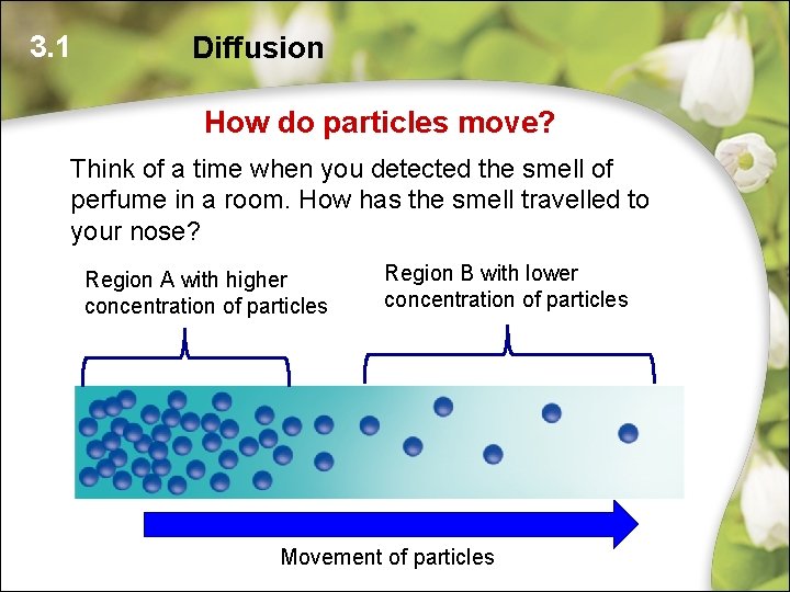 3. 1 Diffusion How do particles move? Think of a time when you detected 3. 1 Diffusion How do particles move? Think of a time when you detected