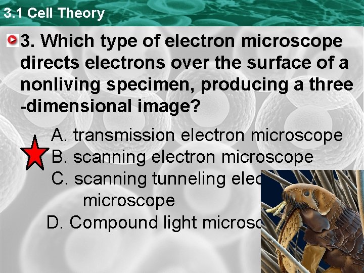 3. 1 Cell Theory 3. Which type of electron microscope directs electrons over the 3. 1 Cell Theory 3. Which type of electron microscope directs electrons over the