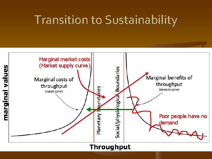 Transition to Sustainability Marginal market costs (Market supply curve) Poor people have no demand