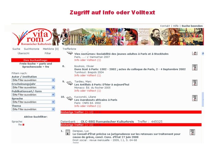 Zugriff auf Info oder Volltext 